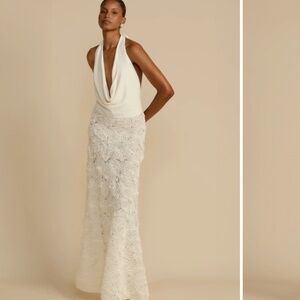 Elegant Cream Halter Neck Dress